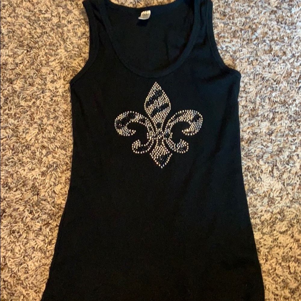 Zebra black fleur de lis tank top